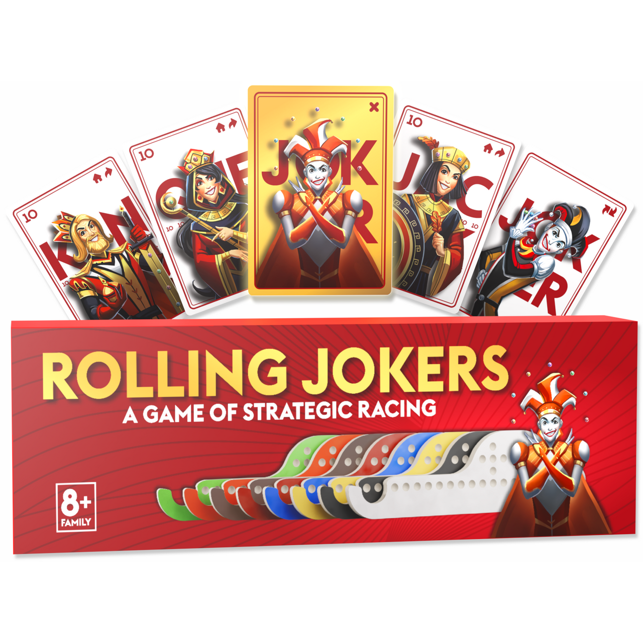 Rolling Jokers Board Game - Fun, Strategic Marbles & Cards Game for 2-8 Players